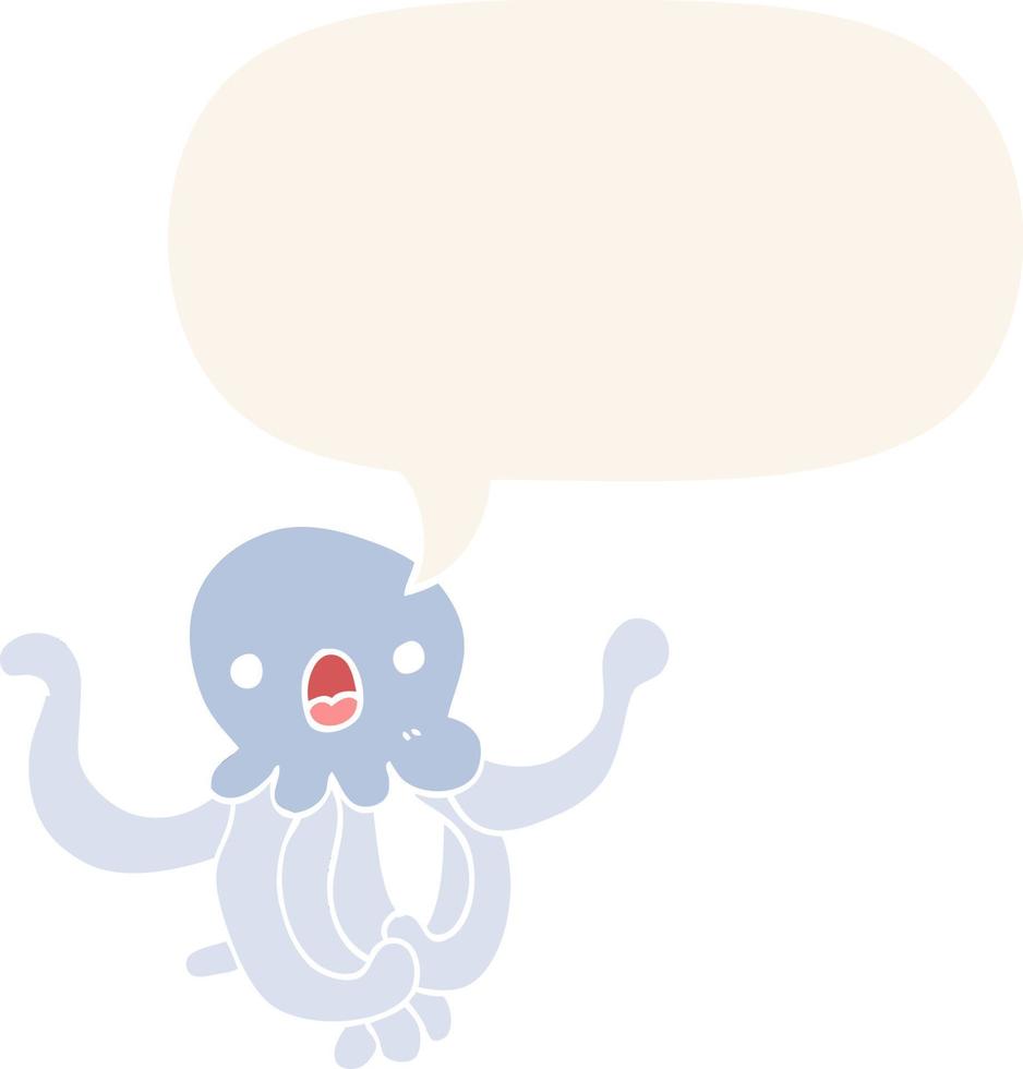 medusas de dibujos animados y burbujas de habla en estilo retro vector