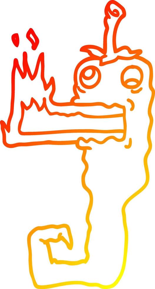 warm gradient line drawing cartoon red hot chili vector