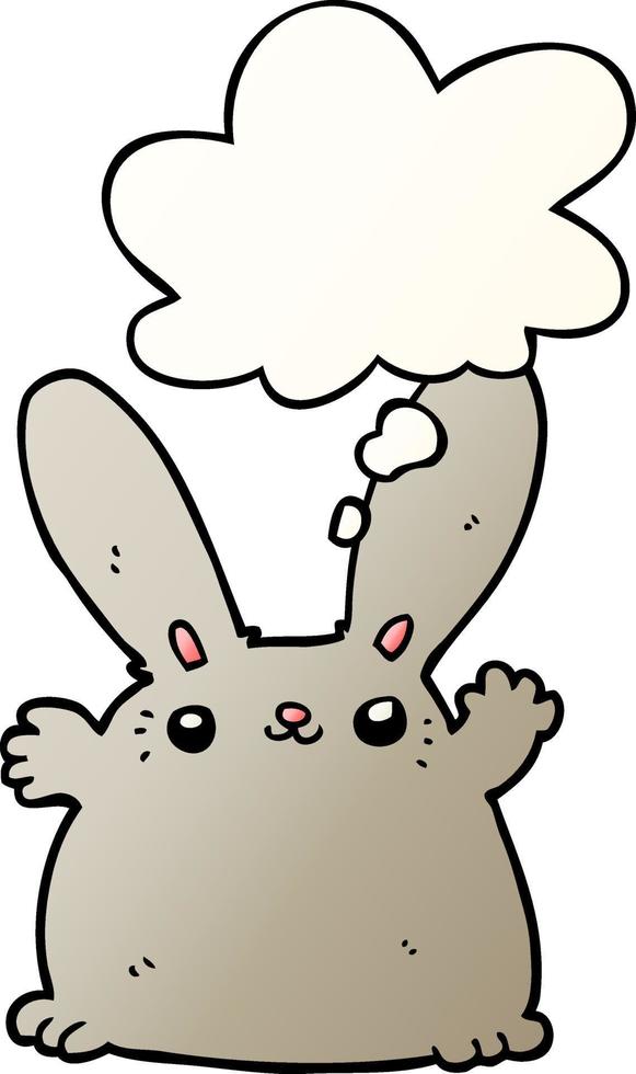 cartoon rabbit and thought bubble in smooth gradient style vector