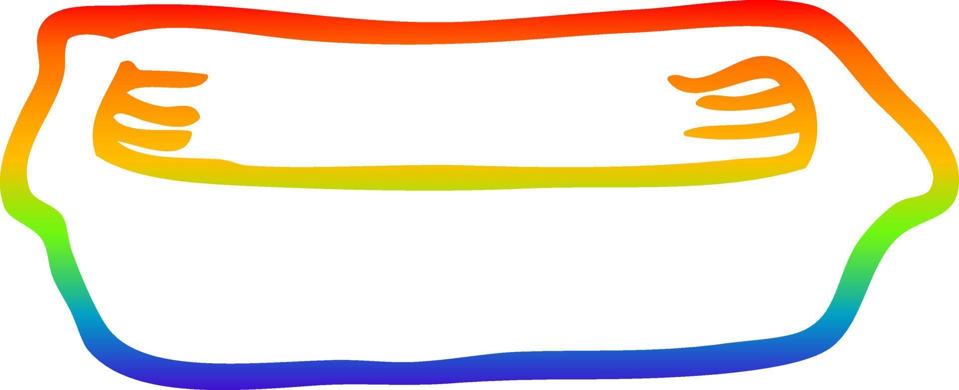 rainbow gradient line drawing cartoon empty tray vector