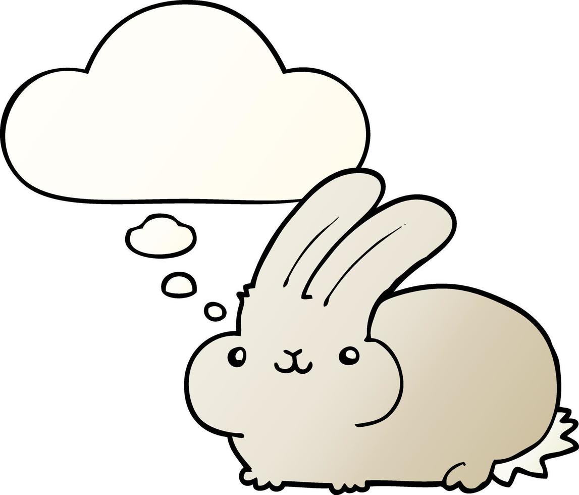 cartoon rabbit and thought bubble in smooth gradient style vector