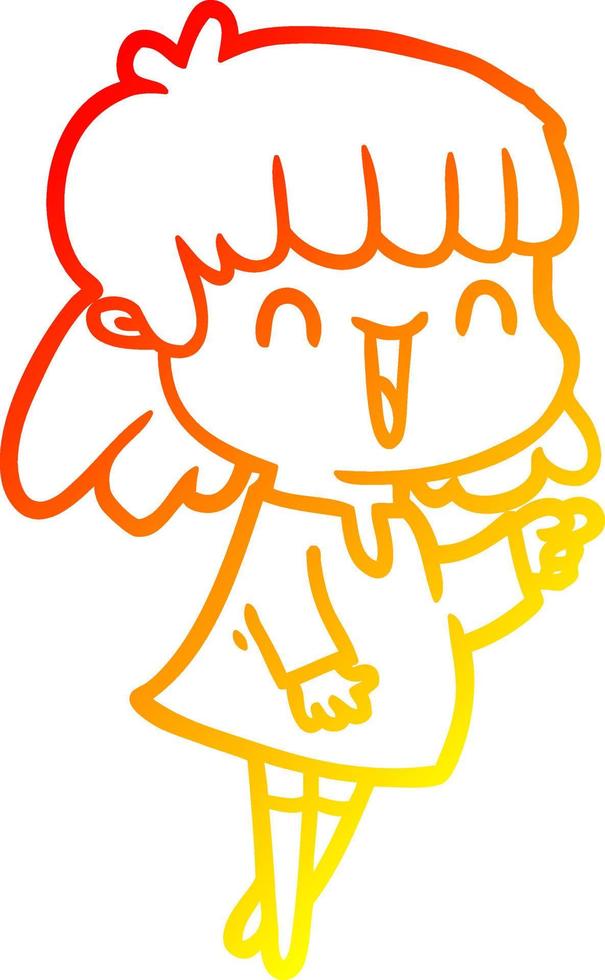 warm gradient line drawing cartoon woman vector