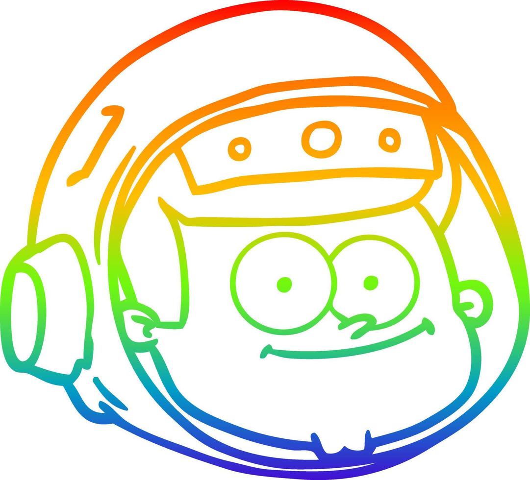 rainbow gradient line drawing cartoon astronaut face vector