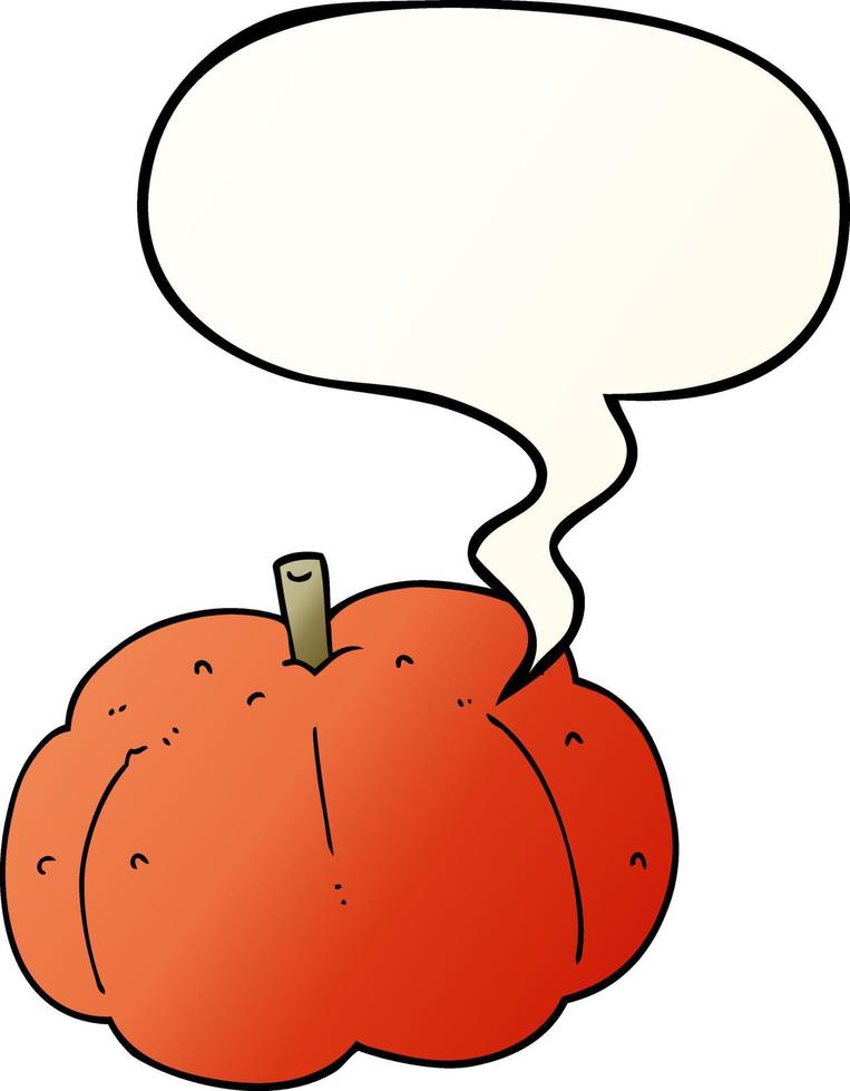 cartoon pumpkin and speech bubble in smooth gradient style vector