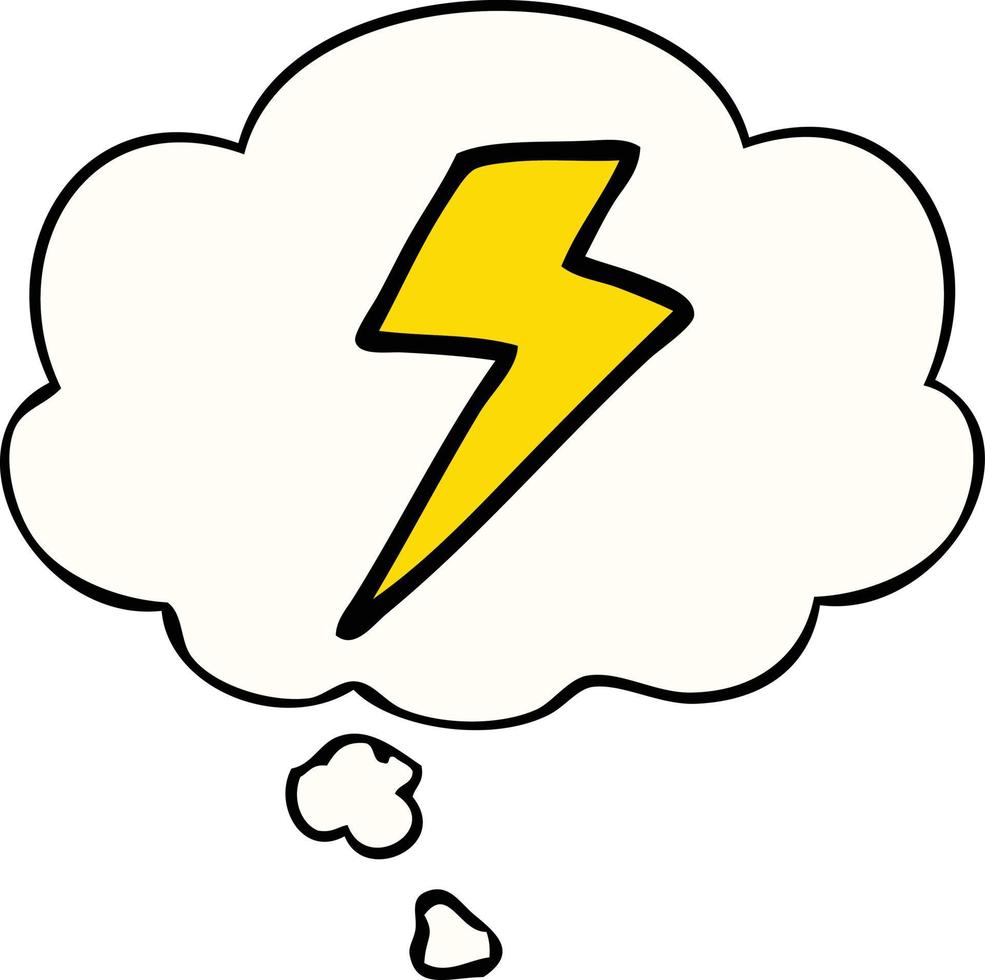 cartoon lightning bolt and thought bubble vector