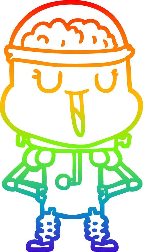 rainbow gradient line drawing happy cartoon robot vector