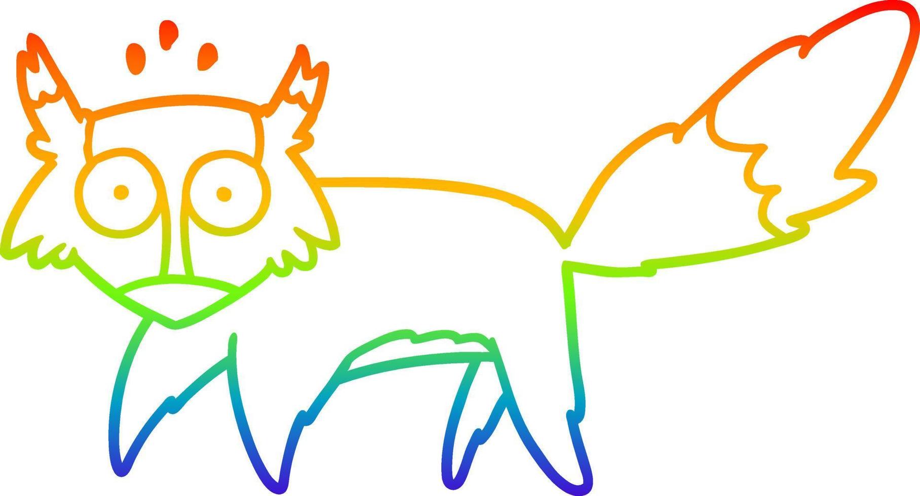 rainbow gradient line drawing cartoon startled fox vector