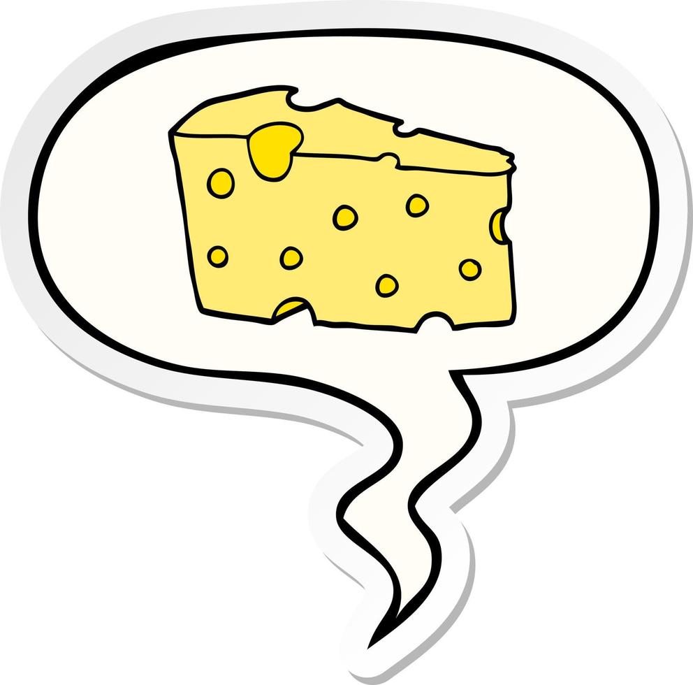cartoon cheese and speech bubble sticker vector