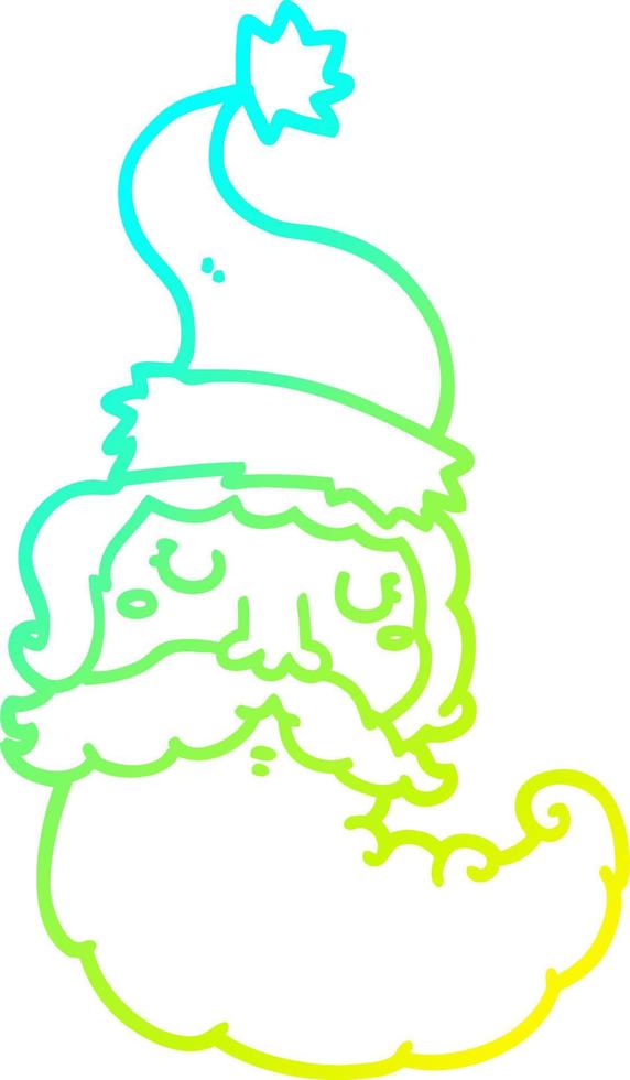 cold gradient line drawing cartoon santa face vector