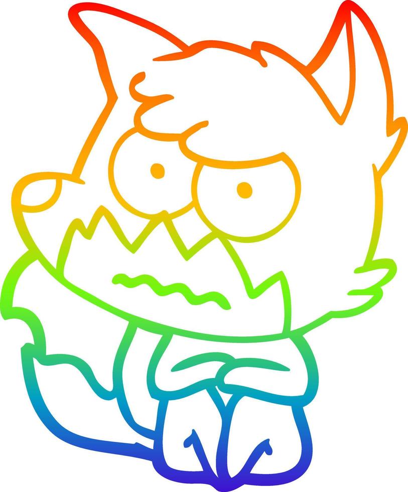rainbow gradient line drawing cartoon annoyed fox vector