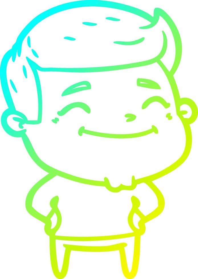 cold gradient line drawing happy cartoon man vector