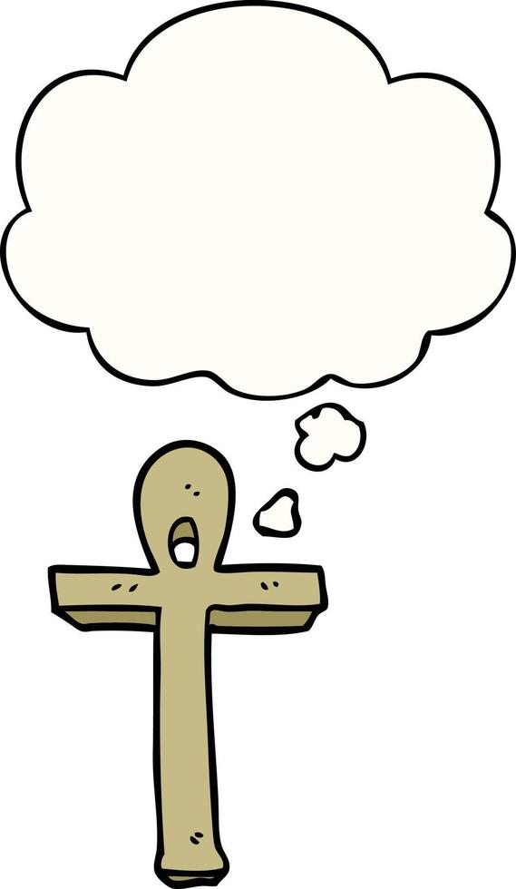 cartoon ankh symbol and thought bubble vector