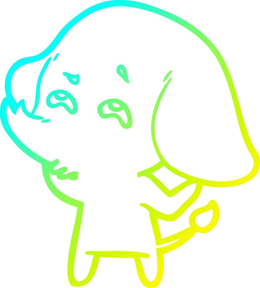 cold gradient line drawing cartoon elephant remembering vector