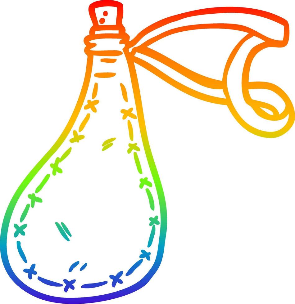 rainbow gradient line drawing old water flask vector
