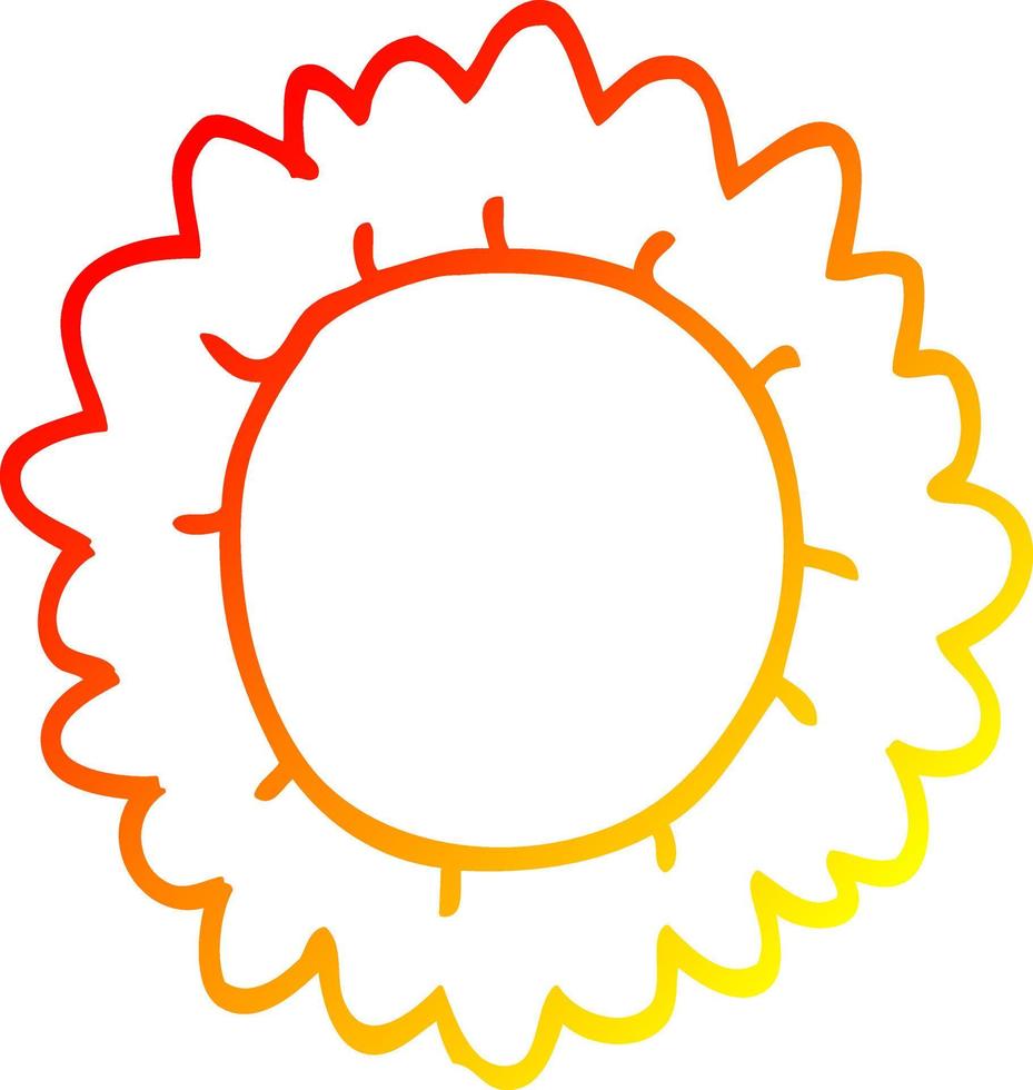 warm gradient line drawing cartoon flower vector