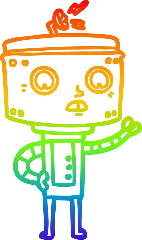 rainbow gradient line drawing cartoon robot vector