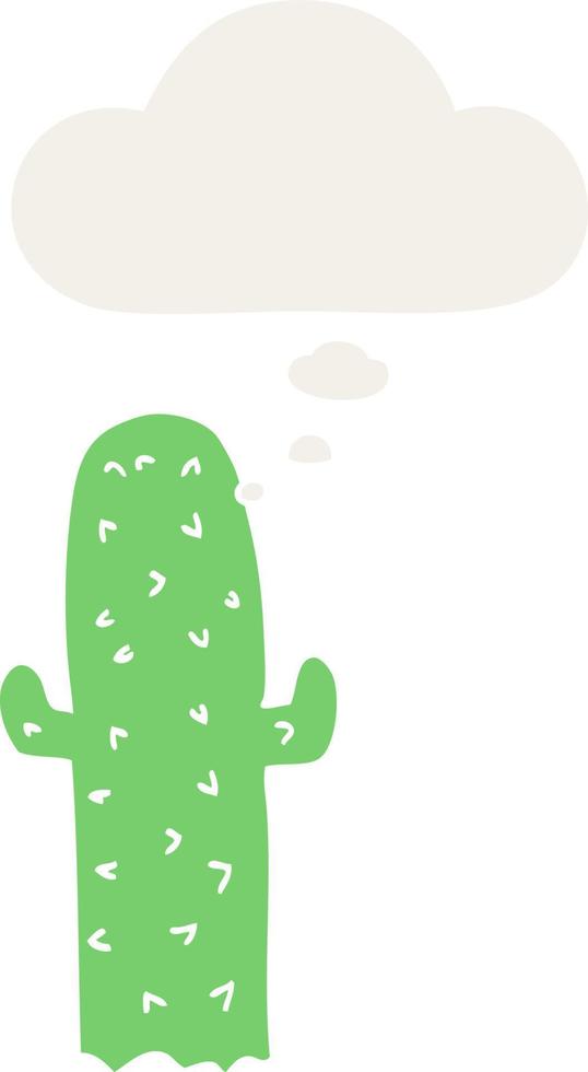 cartoon cactus and thought bubble in retro style vector