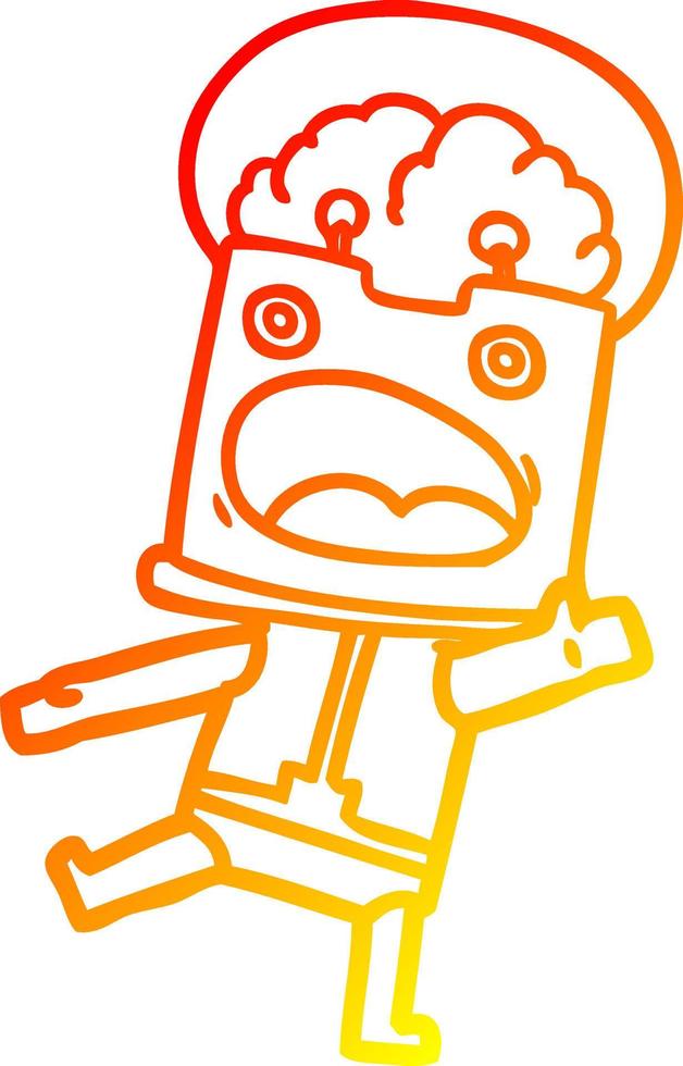 warm gradient line drawing cartoon robot vector