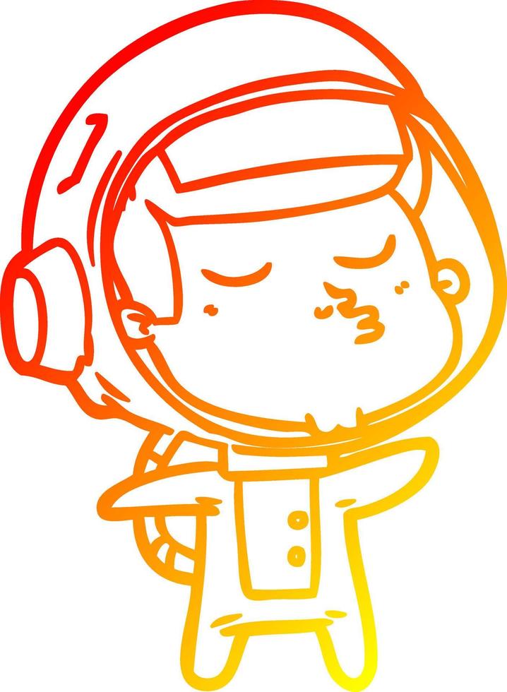 warm gradient line drawing cartoon confident astronaut vector