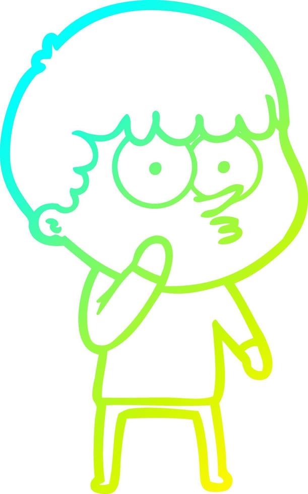 cold gradient line drawing cartoon curious boy vector
