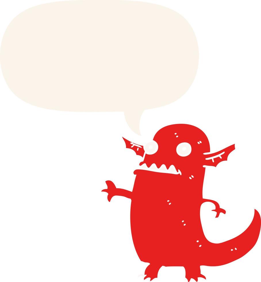 cartoon halloween monster and speech bubble in retro style vector