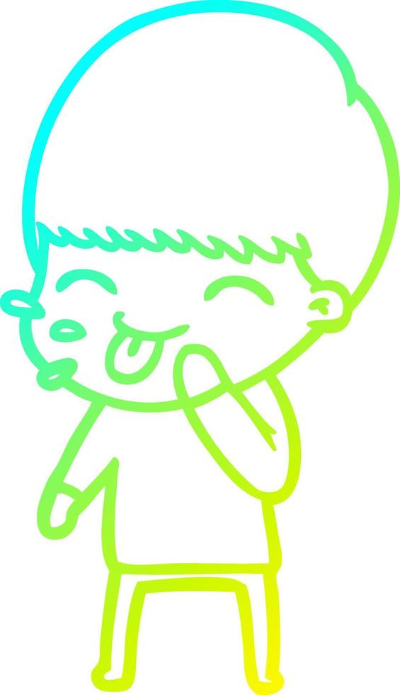 cold gradient line drawing happy cartoon boy vector