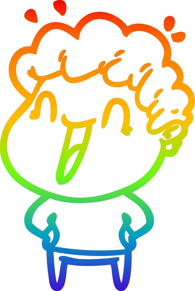 rainbow gradient line drawing cartoon happy man vector