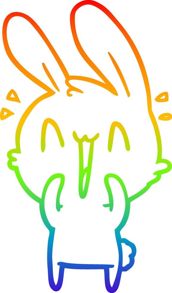 rainbow gradient line drawing cute cartoon rabbit vector
