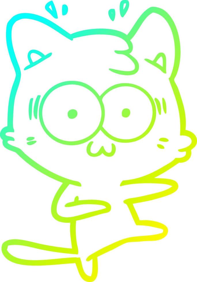 cold gradient line drawing cartoon surprised cat vector