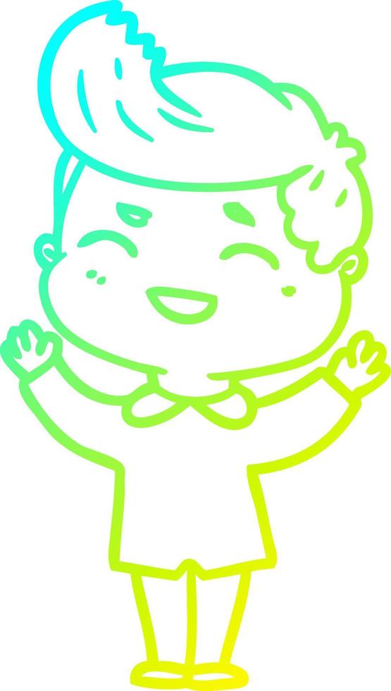 cold gradient line drawing cartoon man laughing vector