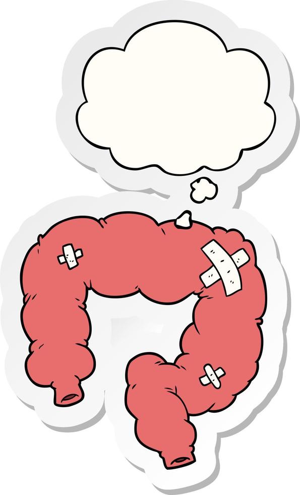 cartoon colon and thought bubble as a printed sticker vector