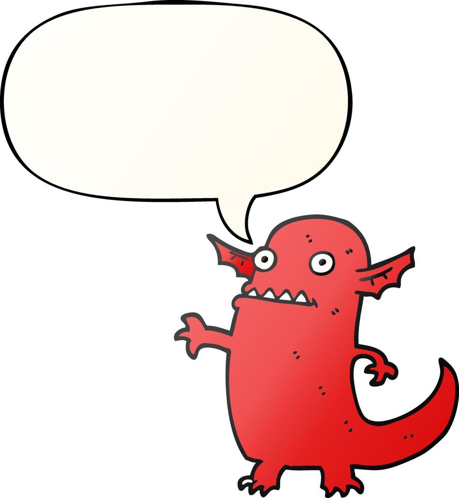 cartoon halloween monster and speech bubble in smooth gradient style vector