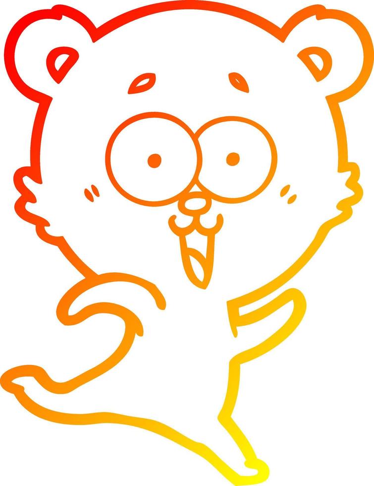 warm gradient line drawing laughing teddy  bear cartoon vector