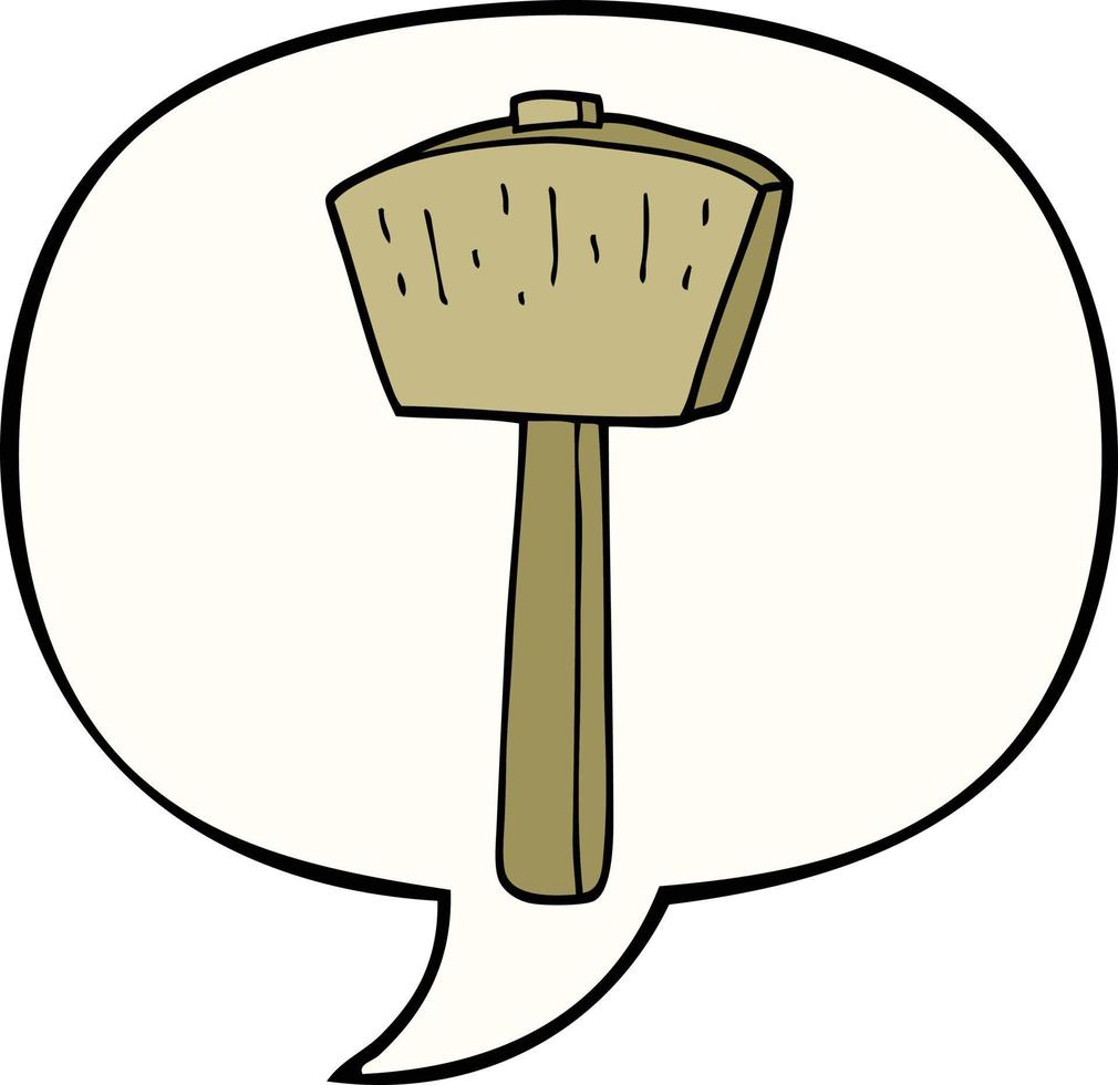 cartoon mallet and speech bubble vector