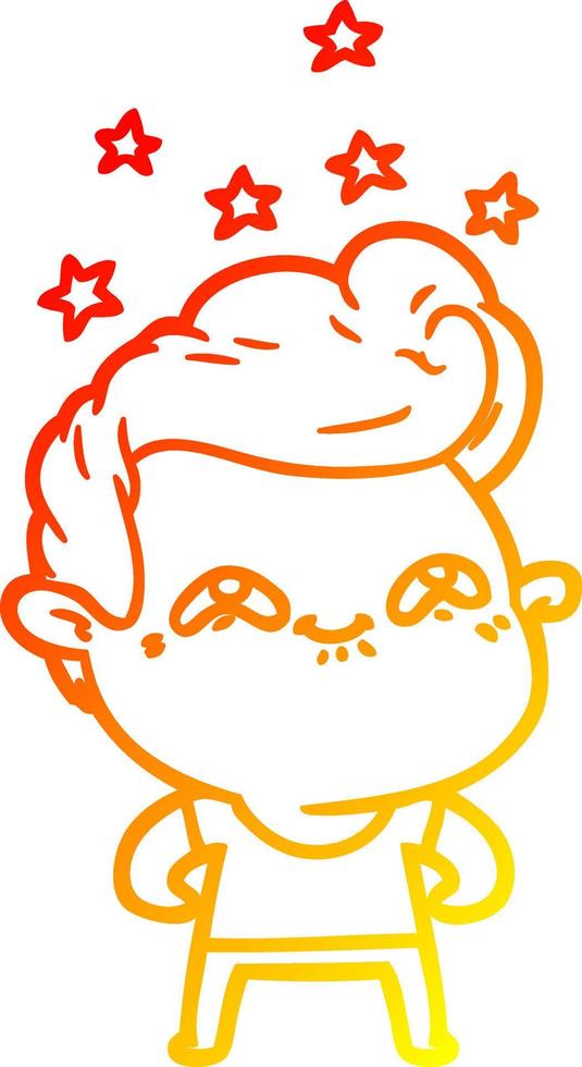 warm gradient line drawing cartoon excited man vector