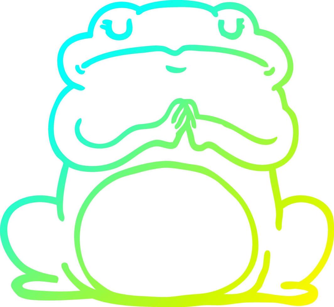 cold gradient line drawing cartoon arrogant frog vector