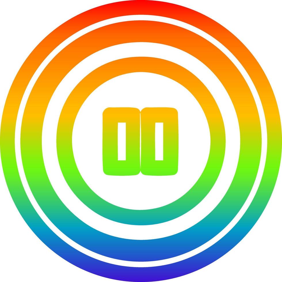 pause button circular in rainbow spectrum vector