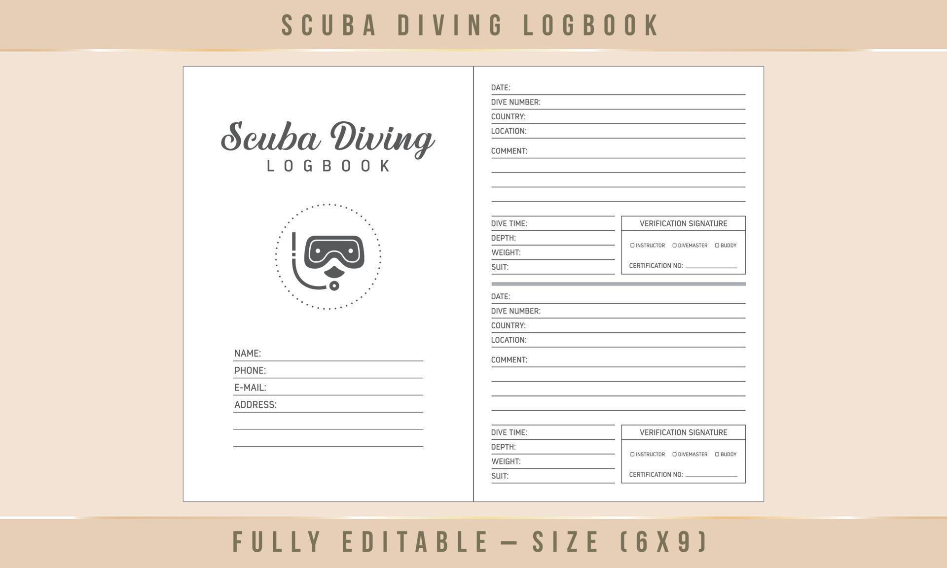 Scuba Diving Log Book Interior Template 10768579 Vector Art at Vecteezy