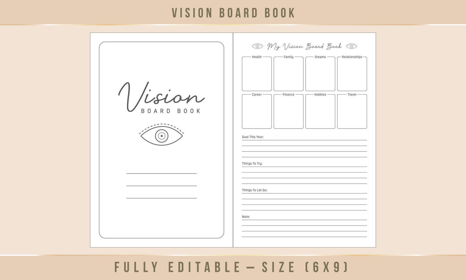 Vision Board Book Logbook Interior Template vector