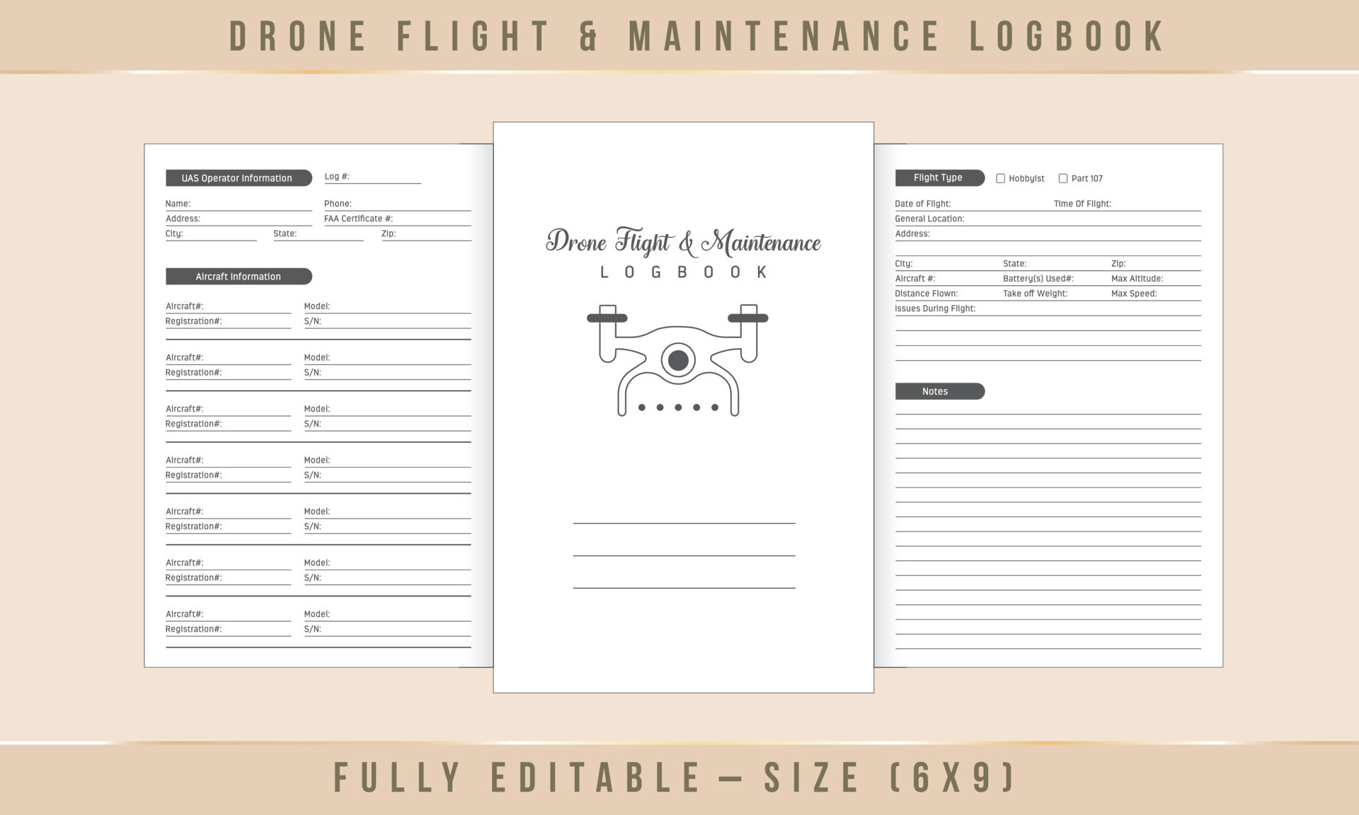 Drone Flight and Maintenance Logbook Interior Design 10768583 Vector