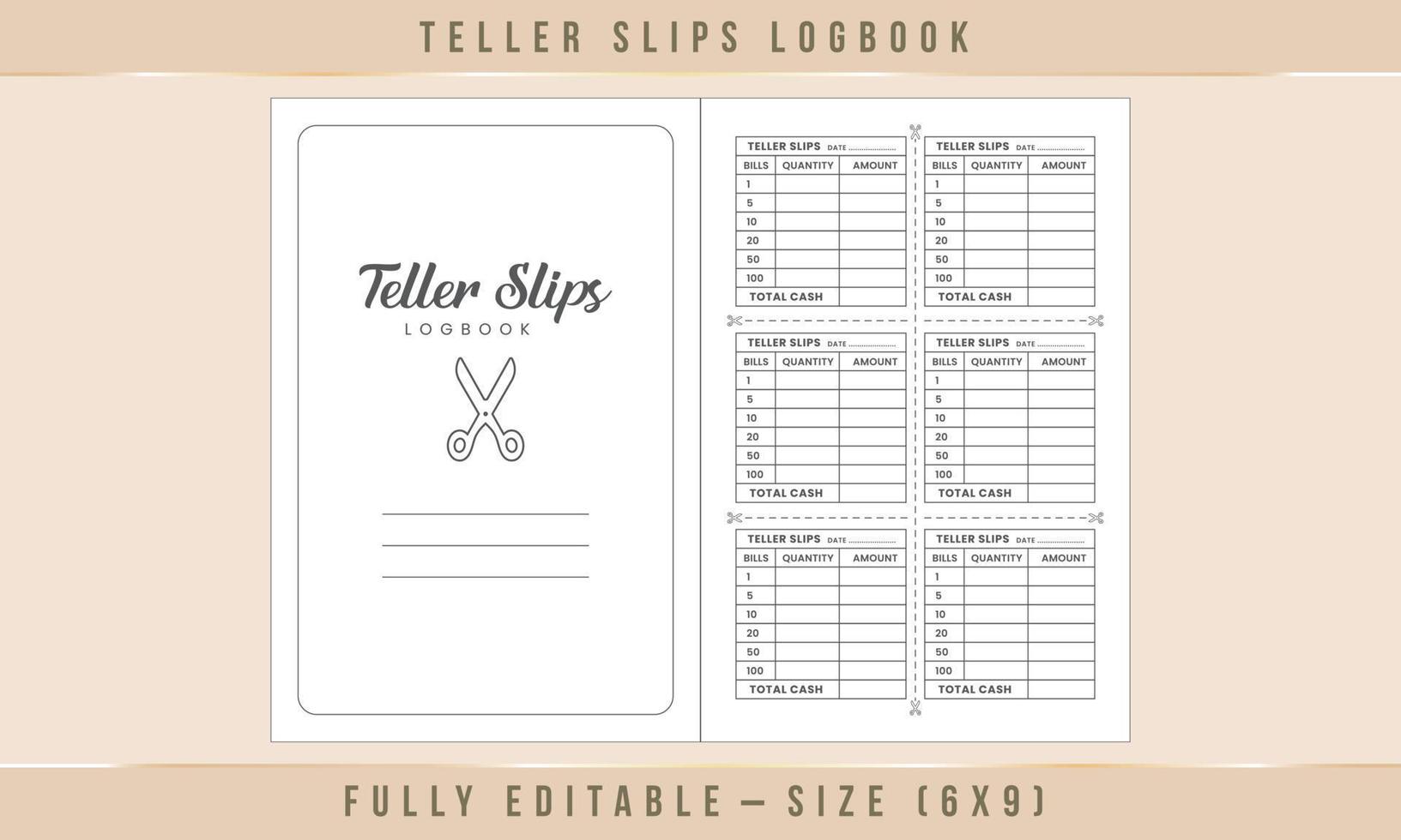 Teller Slips Logbook Interior Template vector