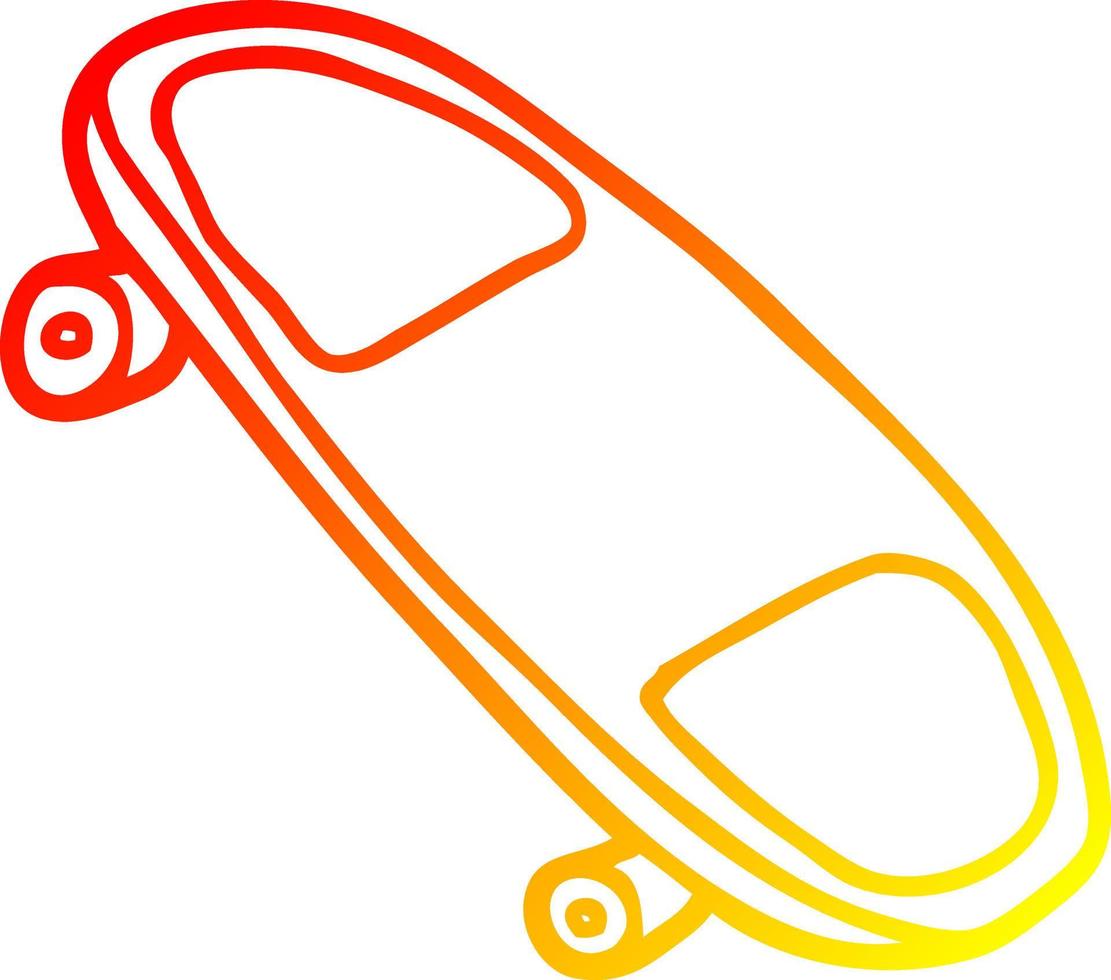 warm gradient line drawing cartoon skateboard vector