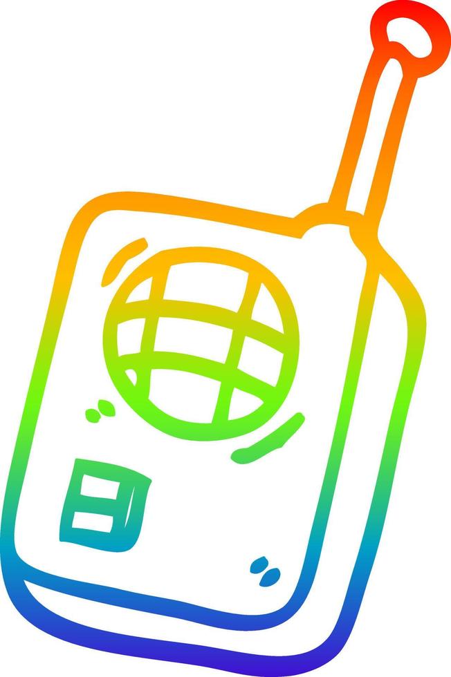 rainbow gradient line drawing cartoon walkie talkie vector