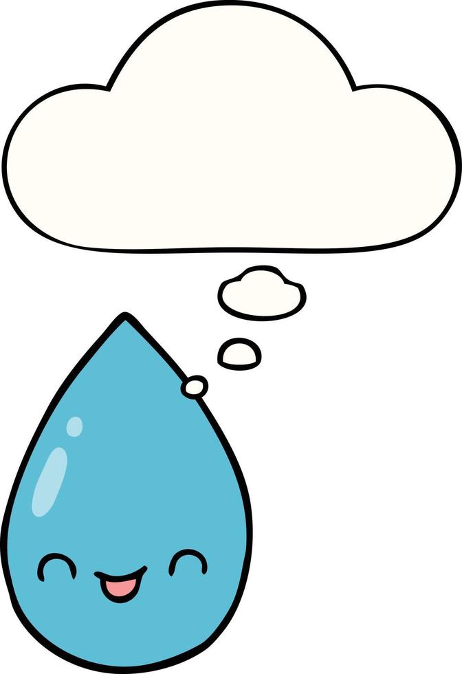 cartoon cute raindrop and thought bubble vector