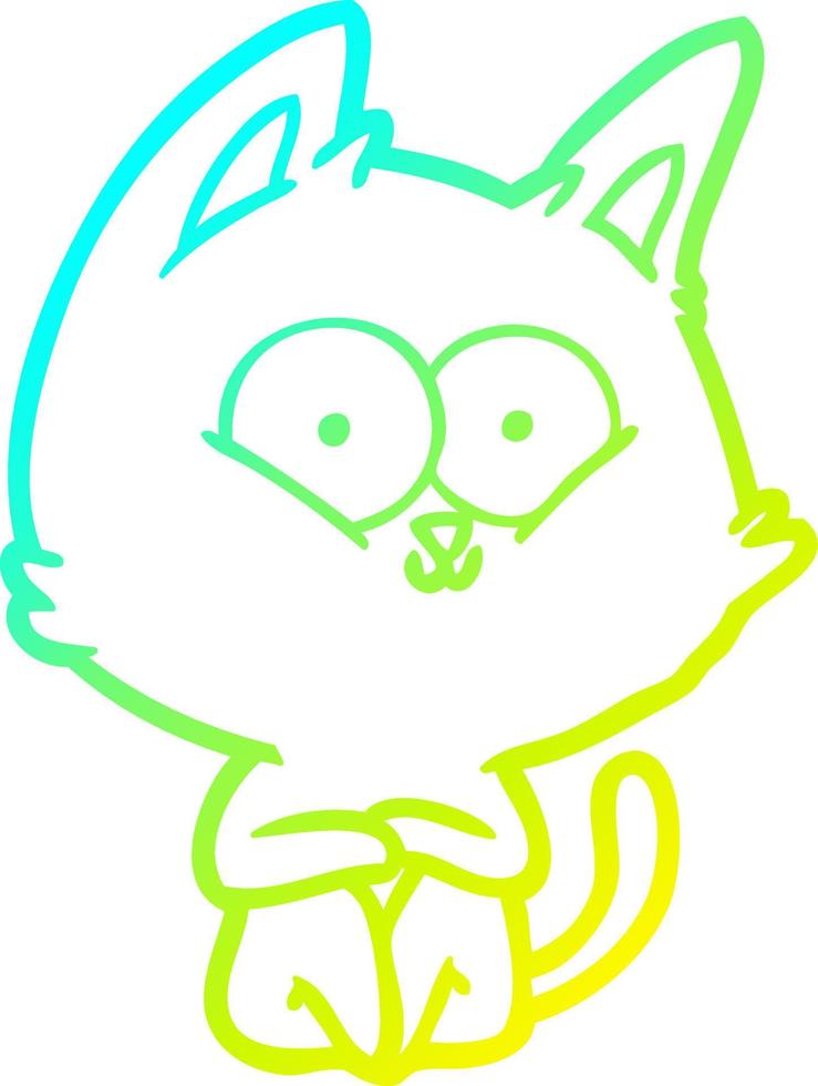 cold gradient line drawing cartoon cat vector