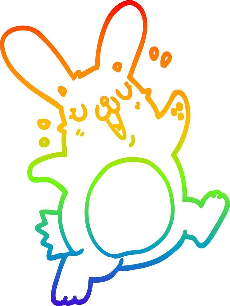 rainbow gradient line drawing cartoon rabbit vector