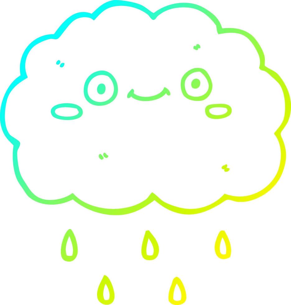 cold gradient line drawing cute cartoon cloud vector