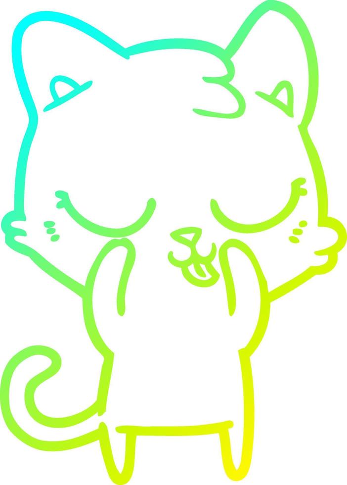 cold gradient line drawing cartoon cat vector