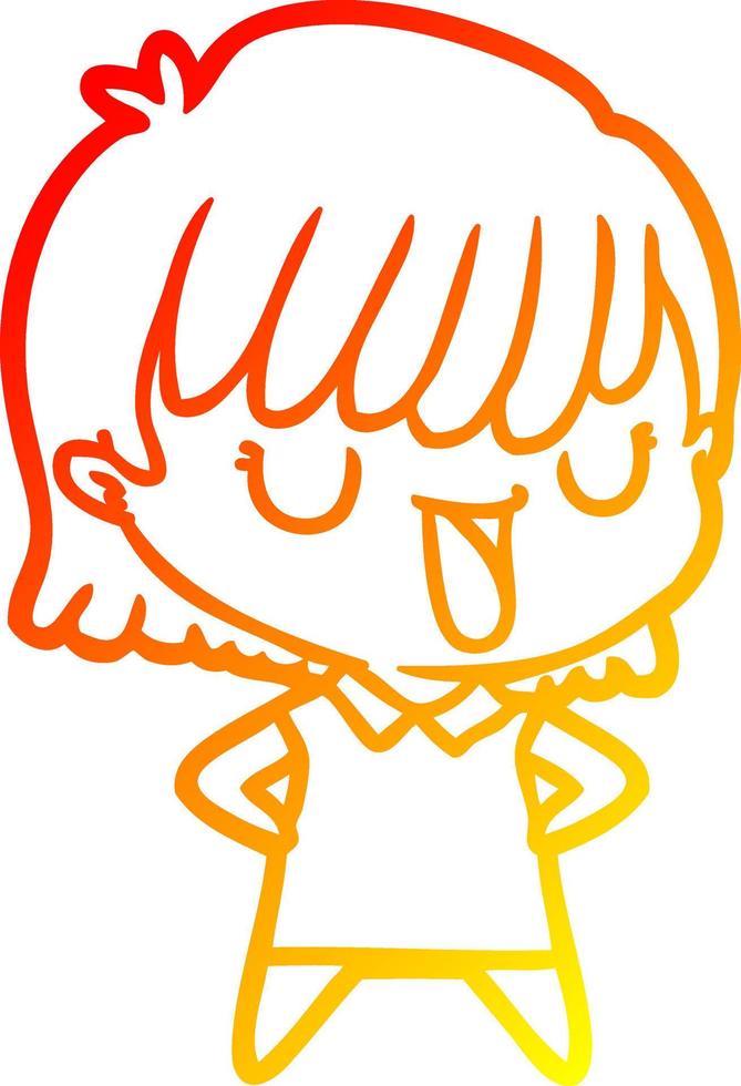 warm gradient line drawing cartoon woman vector