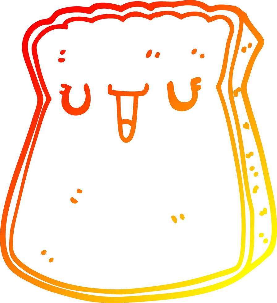 warm gradient line drawing cartoon slice of bread vector